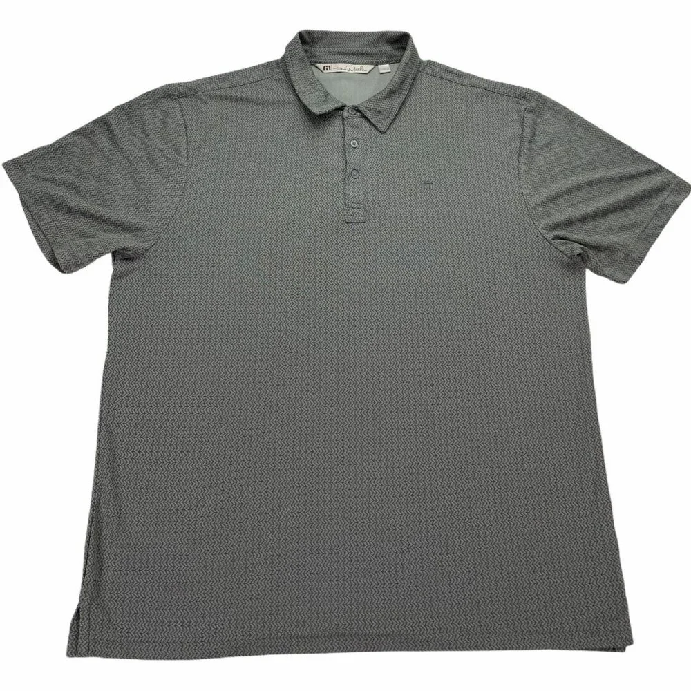 Travis Mathew Performance Polo Shirt Men XL Gray Herringbone Polyester Short Slv